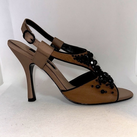 Nina Beaded Satin Leather Upper Slingback Heels Size 7 - NWOT - Picture 6 of 12